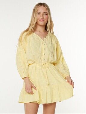 NWT ROXY Bright Lotus Mini Dress Yellow Size XL